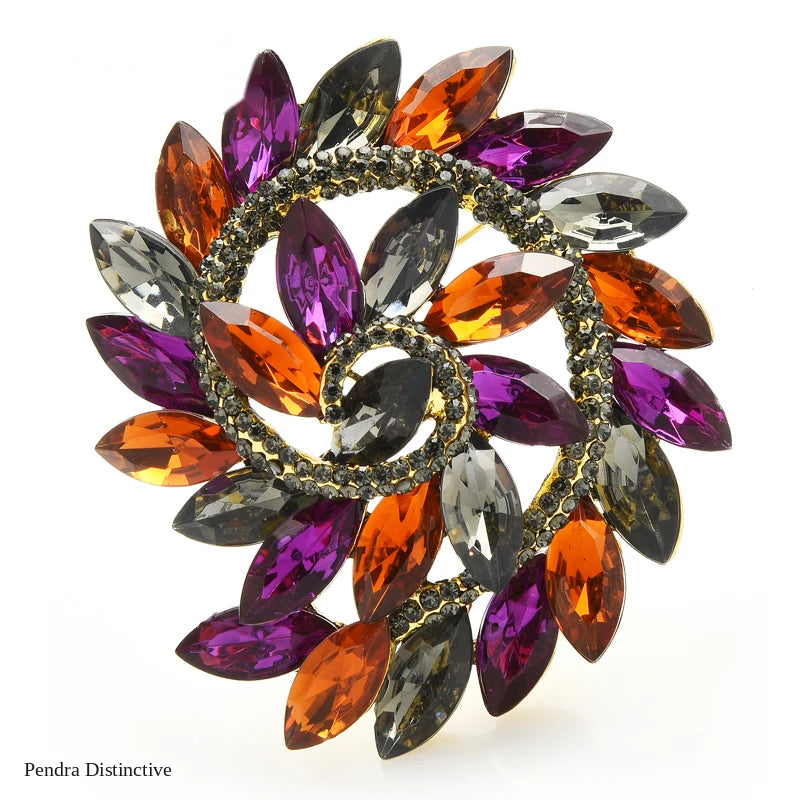 PENDRA Floraspark Big Crystal Flower Brooch