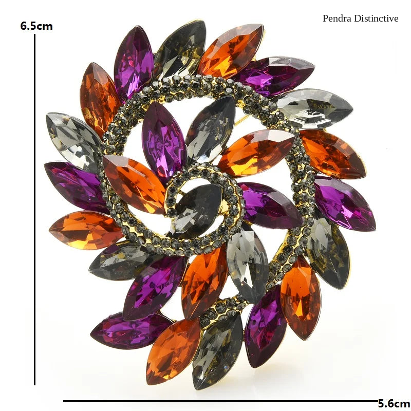 PENDRA Floraspark Big Crystal Flower Brooch