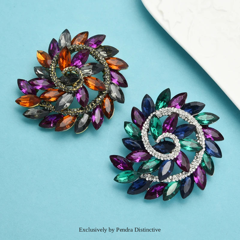 PENDRA Floraspark Big Crystal Flower Brooch