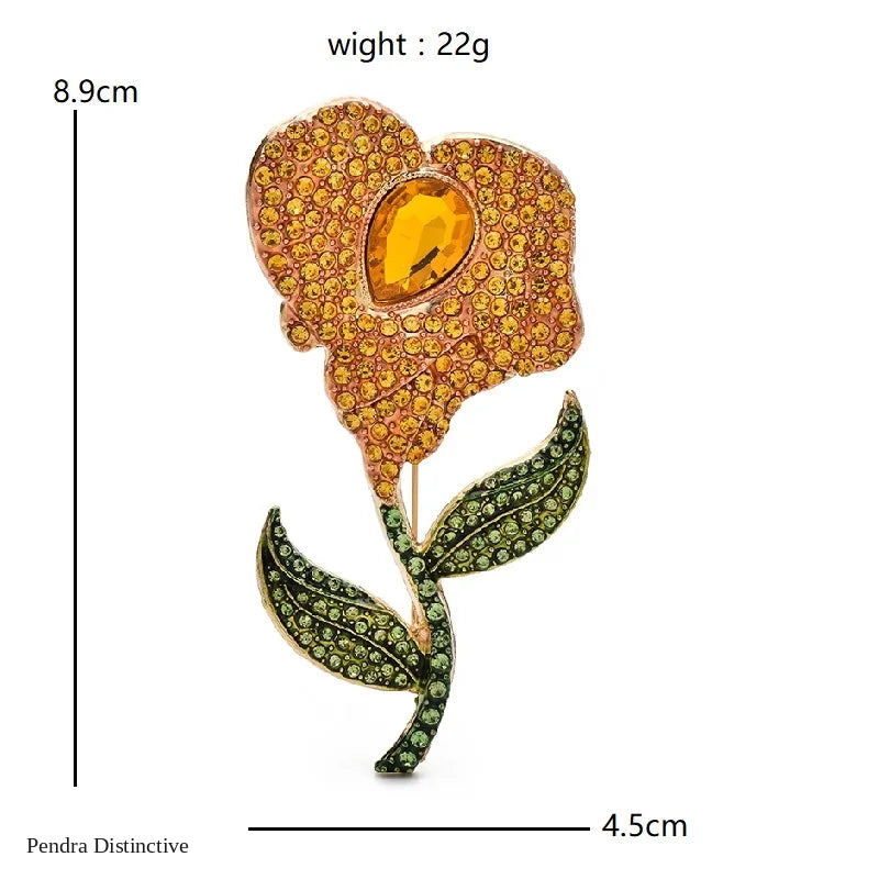 PENDRA Floraspark Big Sparkling Flower Brooch