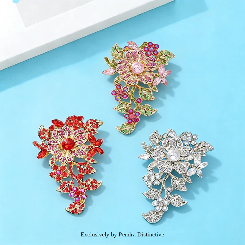 PENDRA Floraspark Big Sparkling Flower Brooch