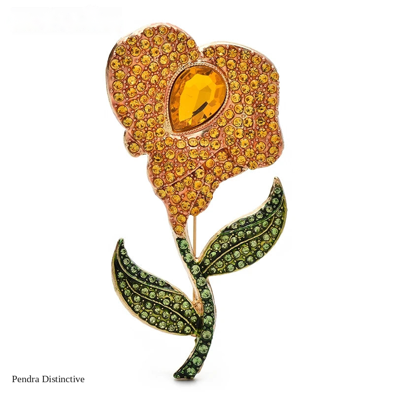 PENDRA Floraspark Big Sparkling Flower Brooch