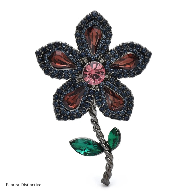 PENDRA Floraspark Rhinestone Flower Brooch