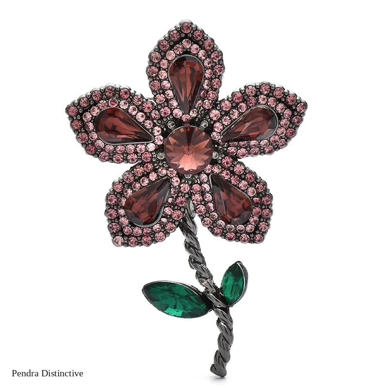PENDRA Floraspark Rhinestone Flower Brooch