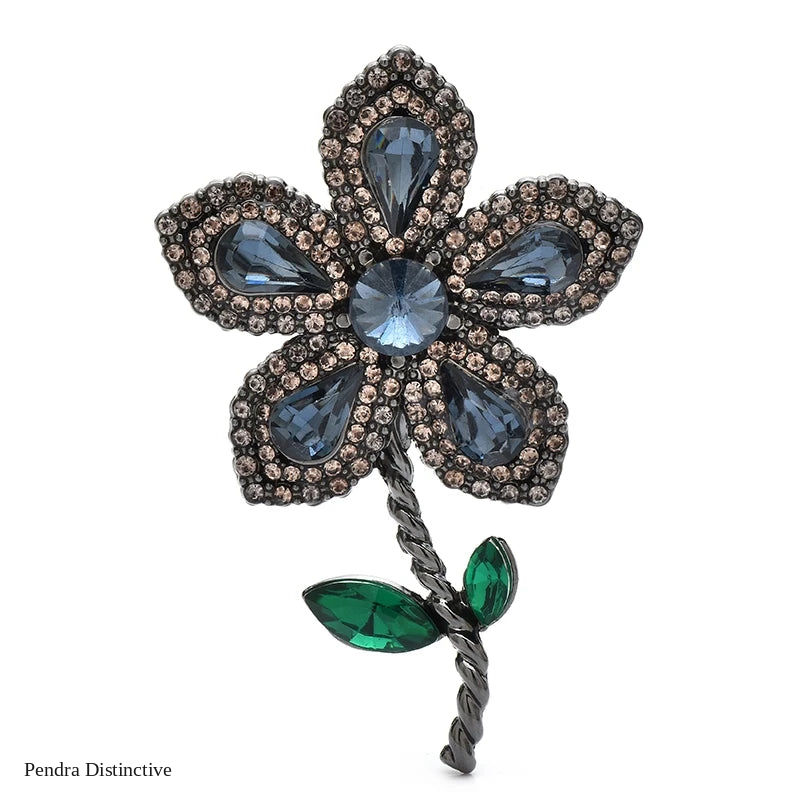 PENDRA Floraspark Rhinestone Flower Brooch