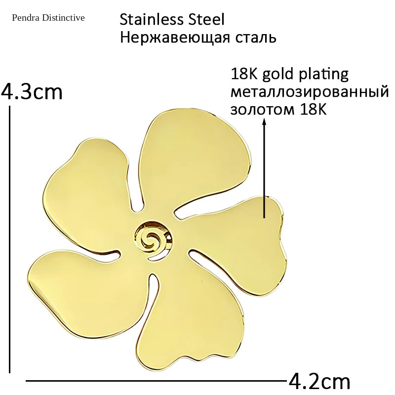 PENDRA Florasteel Stainless Steel Flower Brooch