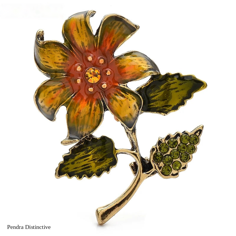 PENDRA Floravintage Vintage Enamel Flower Brooch