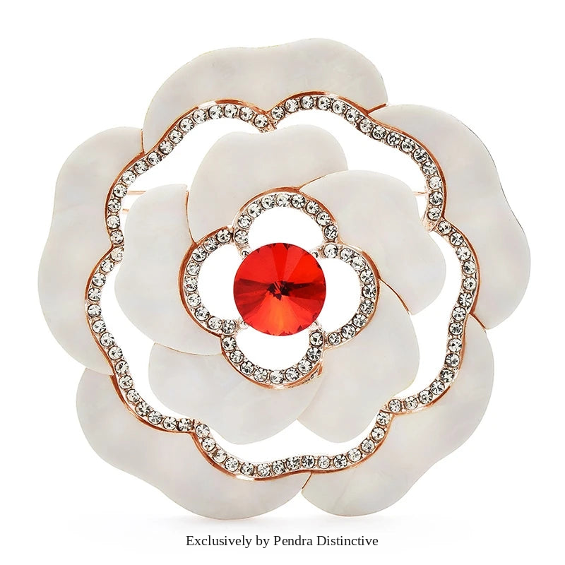 PENDRA Florawhite White Flower Brooch
