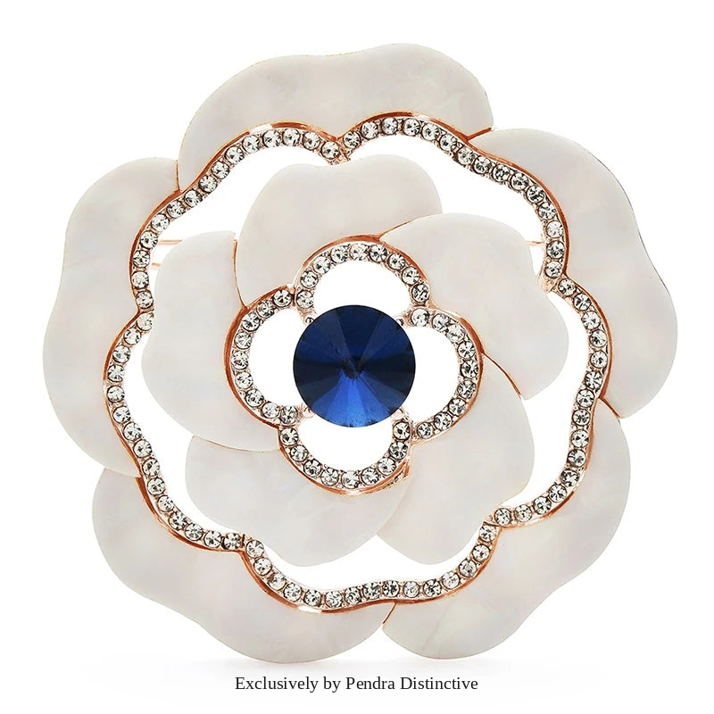 PENDRA Florawhite White Flower Brooch