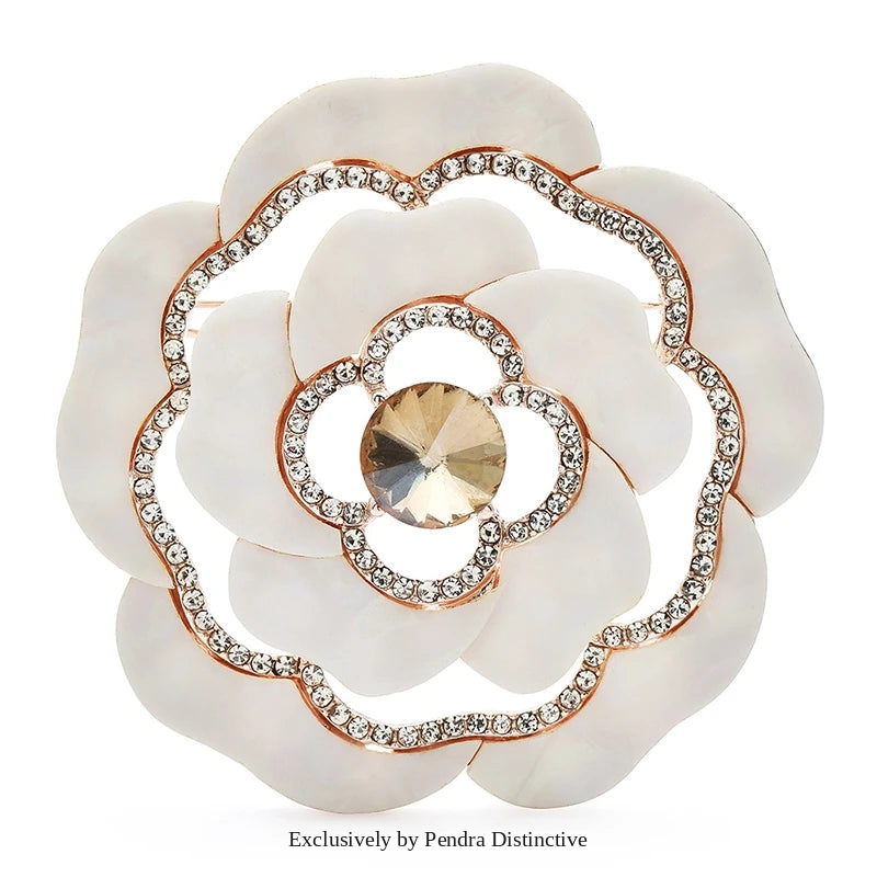 PENDRA Florawhite White Flower Brooch