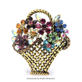 PENDRA Floriana Rhinestone Flower Basket Brooch