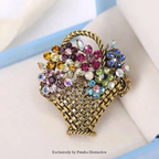 PENDRA Floriana Rhinestone Flower Basket Brooch