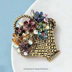PENDRA Floriana Rhinestone Flower Basket Brooch