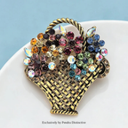 PENDRA Floriana Rhinestone Flower Basket Brooch