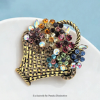 PENDRA Floriana Rhinestone Flower Basket Brooch
