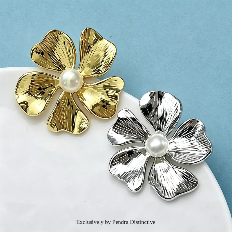 PENDRA Florielle Stainless Steel Flower Brooch