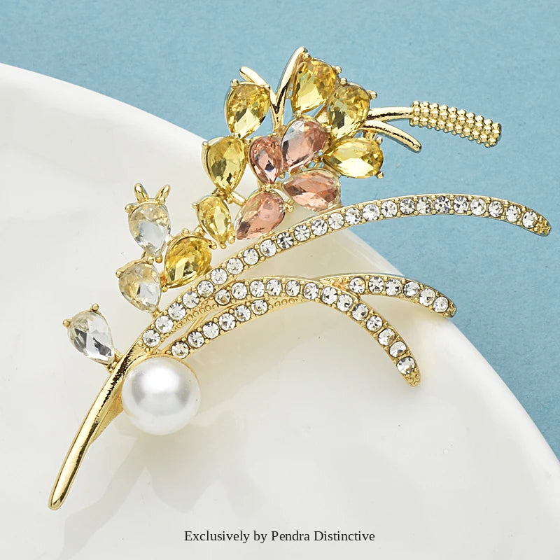 PENDRA Florielle25 Rhinestone Brooch