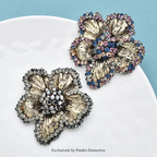 PENDRA Florienne Retro Rhinestone Flower Brooch