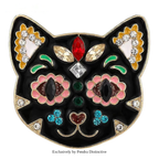 PENDRA Flower Cat Head Brooch