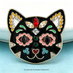 PENDRA Flower Cat Head Brooch