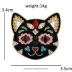 PENDRA Flower Cat Head Brooch