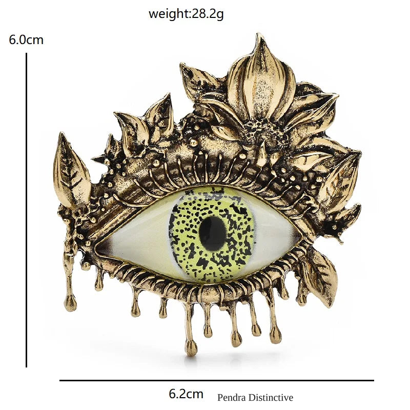 PENDRA Vintage Flower Eye Brooch