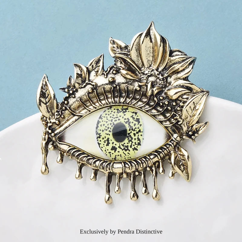 PENDRA Vintage Flower Eye Brooch