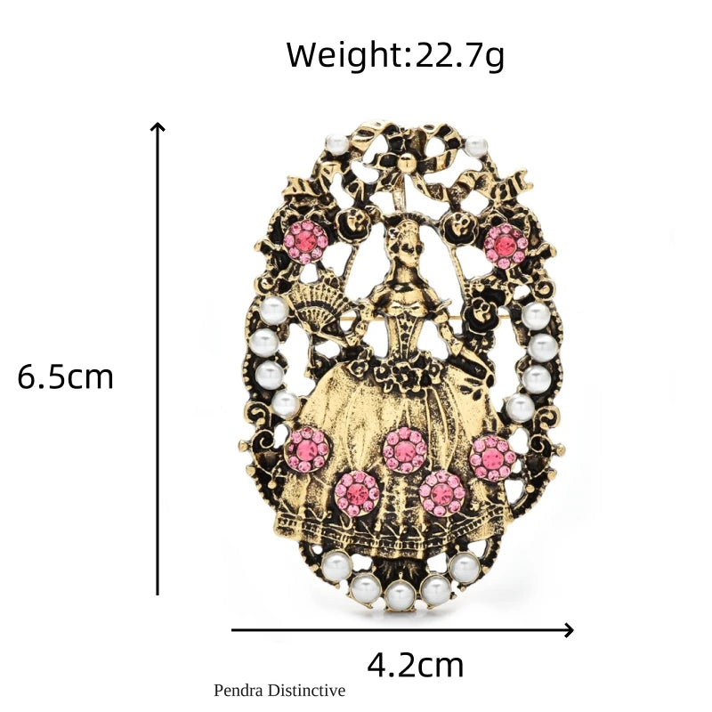 PENDRA Vintage Flowers Lady Brooch