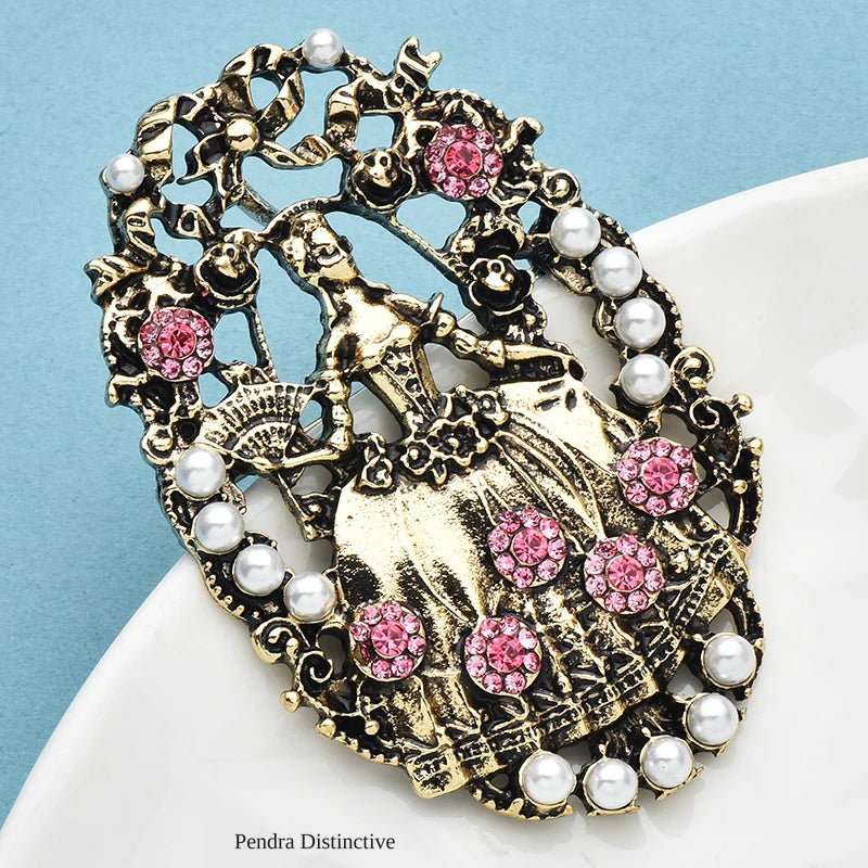 PENDRA Vintage Flowers Lady Brooch