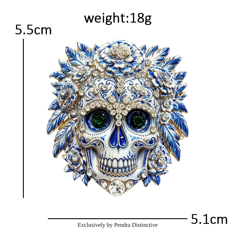 PENDRA Flowers Sugar Skull Brooch