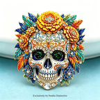 PENDRA Flowers Sugar Skull Brooch