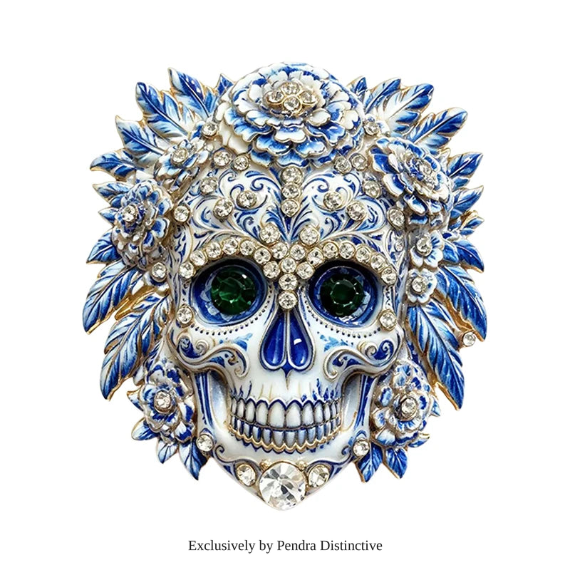 PENDRA Flowers Sugar Skull Brooch