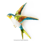 PENDRA Flying Swallow Enamel Bird Brooch