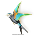 PENDRA Flying Swallow Enamel Bird Brooch