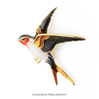 PENDRA Flying Swallow Enamel Bird Brooch