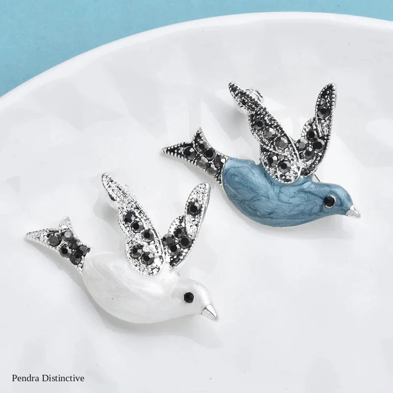 PENDRA Folibird Leaf and Bird Brooch