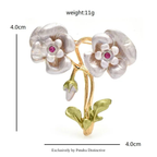 PENDRA Folibird Leaf and Bird Brooch