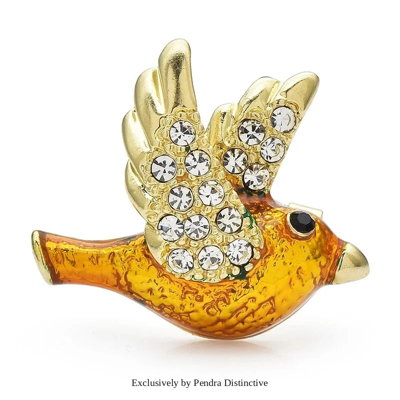 PENDRA Folibird Leaf and Bird Brooch