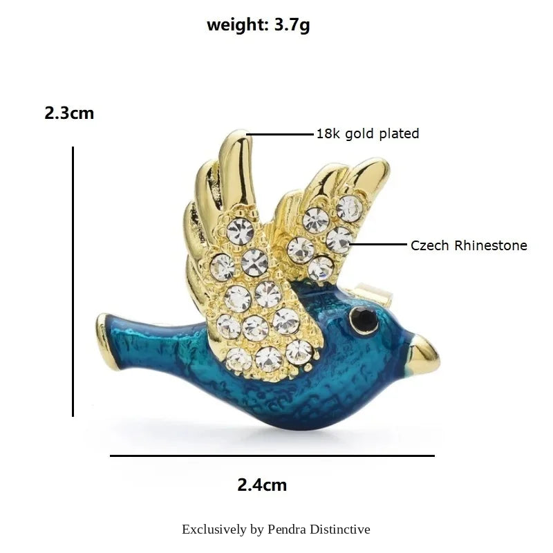PENDRA Folibird Leaf and Bird Brooch