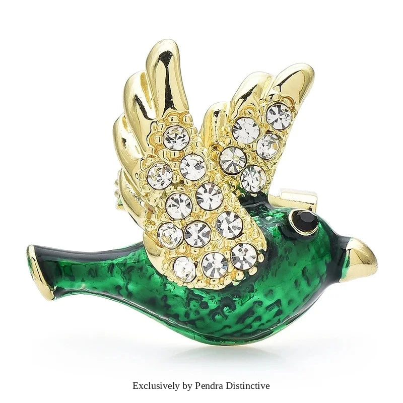 PENDRA Folibird Leaf and Bird Brooch