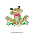 PENDRA Frogglow Rhinestone Frog Brooch