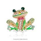 PENDRA Frogglow Rhinestone Frog Brooch