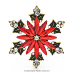 PENDRA Frost Red Rhinestone Snowflake Christmas Brooch
