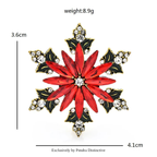 PENDRA Frost Red Rhinestone Snowflake Christmas Brooch