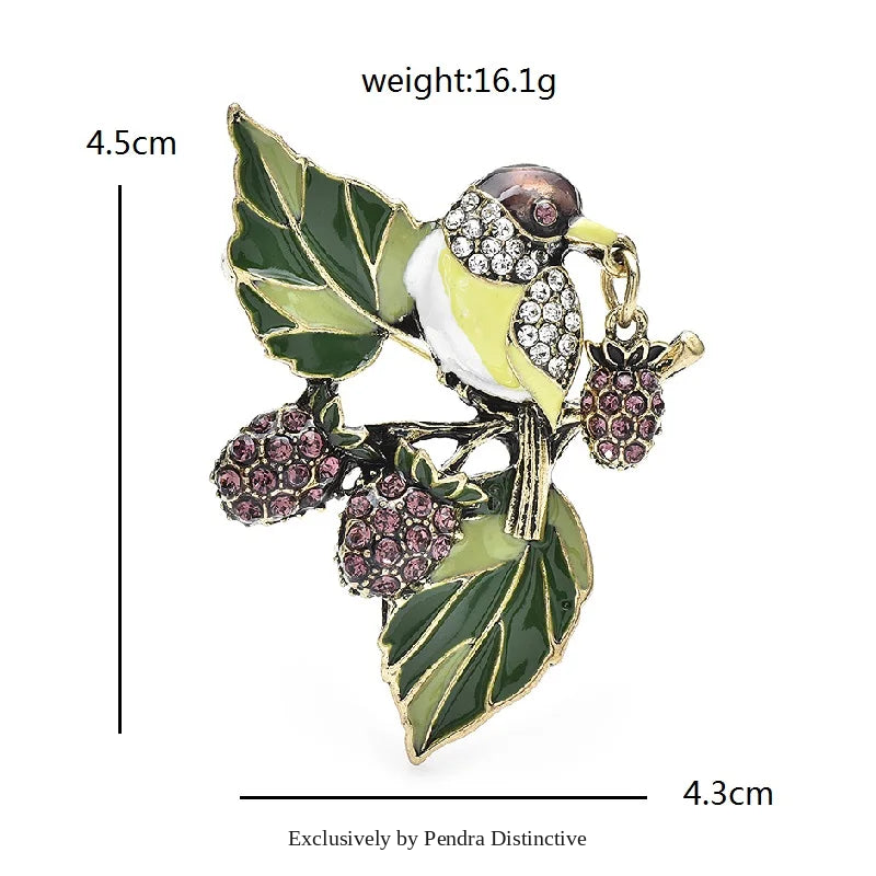 PENDRA Fruitbird Cute Fruit and Bird Brooch