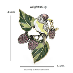 PENDRA Fruitbird Cute Fruit and Bird Brooch