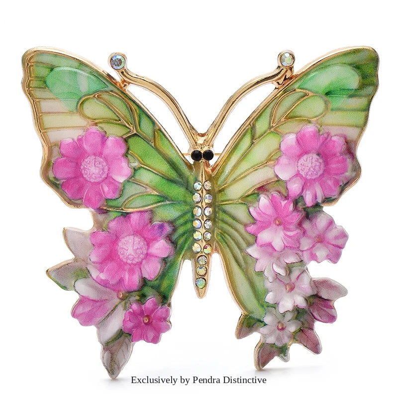 PENDRA Garden Butterfly Flower Brooch