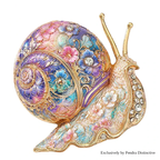 PENDRA Garden Snail Rhinestone Enamel Brooch