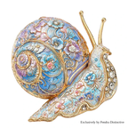 PENDRA Garden Snail Rhinestone Enamel Brooch