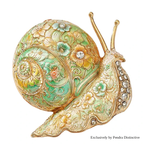 PENDRA Garden Snail Rhinestone Enamel Brooch
